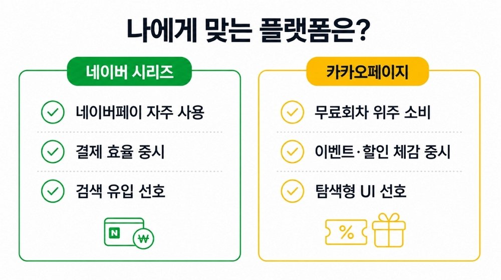 네이버 시리즈 카카오 페이지 상황별 추천 인포그래픽