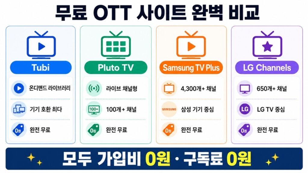 ott 무료 사이트 핵심 비교 인포그래픽
