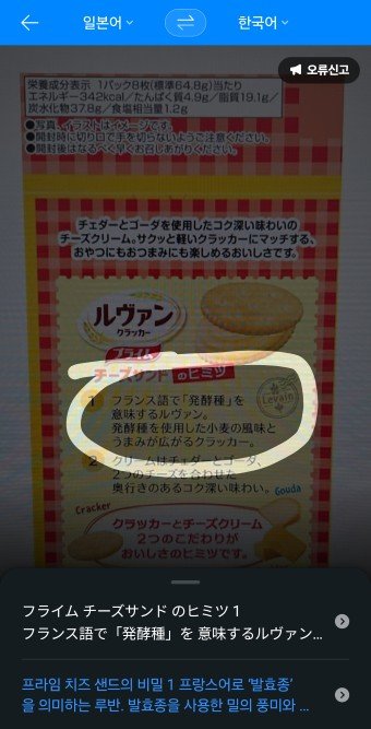 파파고 번역 앱의 이미지 부분 번역 지정 화면